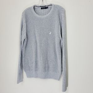 Nautica Gray 100% Cotton Knit Sweater, Size Large